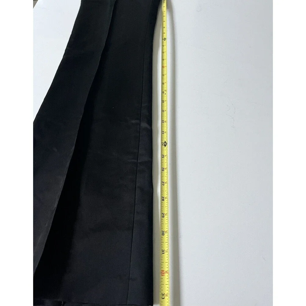 Tory Burch Black Cotton Silk Pintuck Trousers Flare Leg Size 2
